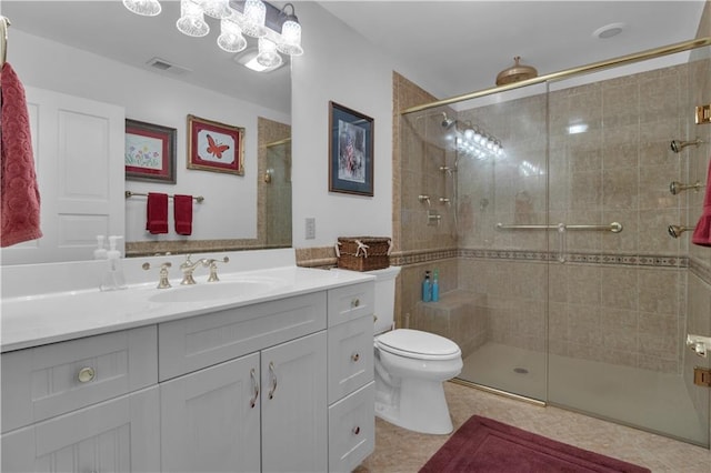 14501 Woolsey Rd, Hampton, GA 30228 - bathroom featuring a stall shower, vanity, and tile patterned flooring