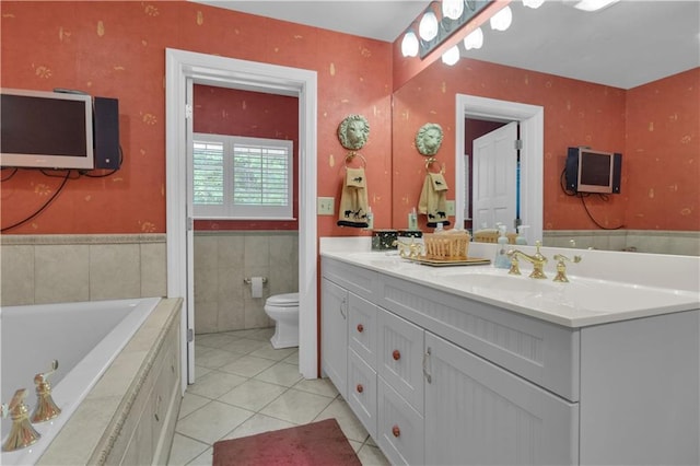 14501 Woolsey Rd, Hampton, GA 30228 - full bath with double vanity, tile patterned flooring, and a garden tub