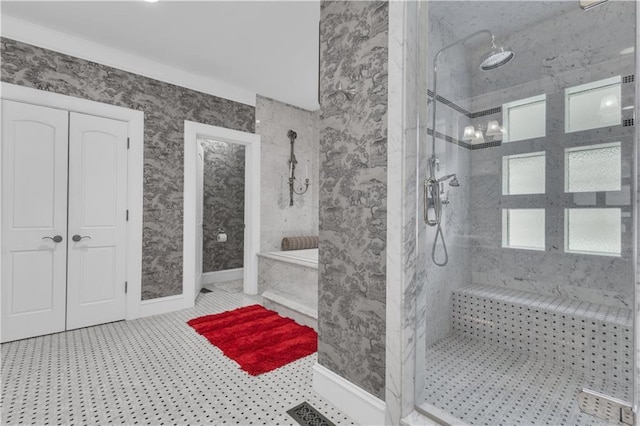14501 Woolsey Rd, Hampton, GA 30228 - full bath featuring a garden tub and a marble finish shower