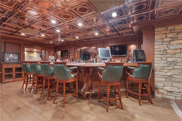 14501 Woolsey Rd, Hampton, GA 30228 - indoor dry bar with an ornate ceiling and wood finished floors
