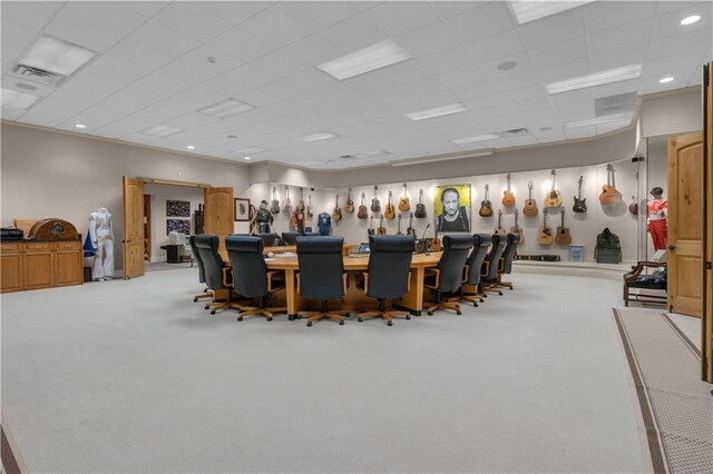14501 Woolsey Rd, Hampton, GA 30228 - dining area with an office area, carpet flooring, and a drop ceiling