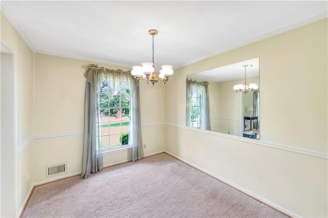 4581 Newcastle Cir, Lithonia, GA 30038 - unfurnished room with a chandelier, ornamental molding, and carpet flooring