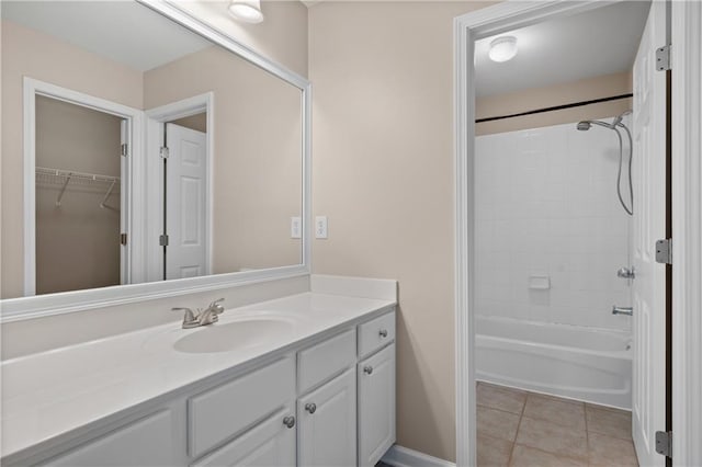 2595 Glaramara Ter, Cumming, GA 30041 - bathroom featuring vanity, tile patterned flooring, shower / tub combination, and baseboards