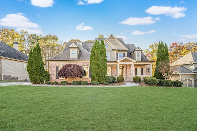 view of front of property with a front lawn