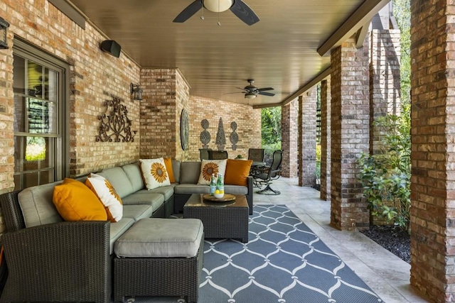 view of patio / terrace featuring an outdoor living space and a ceiling fan