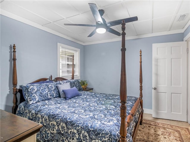 bedroom featuring ceiling fan