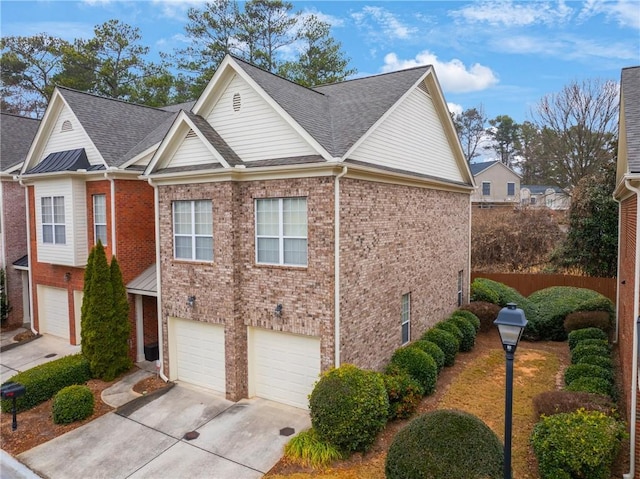 view of front of property with a garage