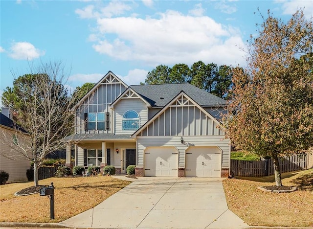 craftsman inspired home with a garage