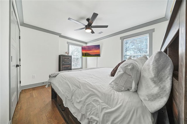 bedroom featuring ceiling fan and hardwood / wood-style floors