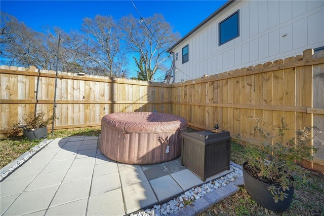 view of patio / terrace with a fire pit