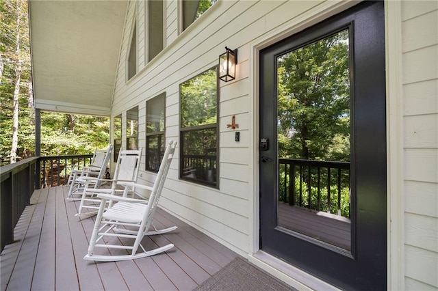 deck featuring covered porch