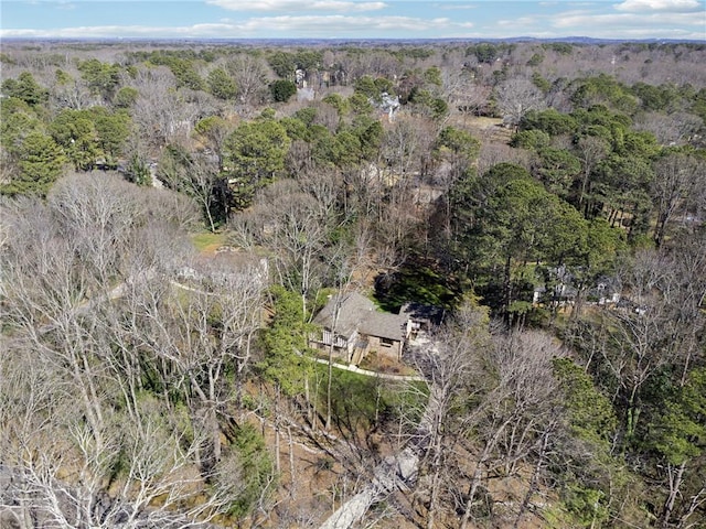 aerial view featuring a forest view