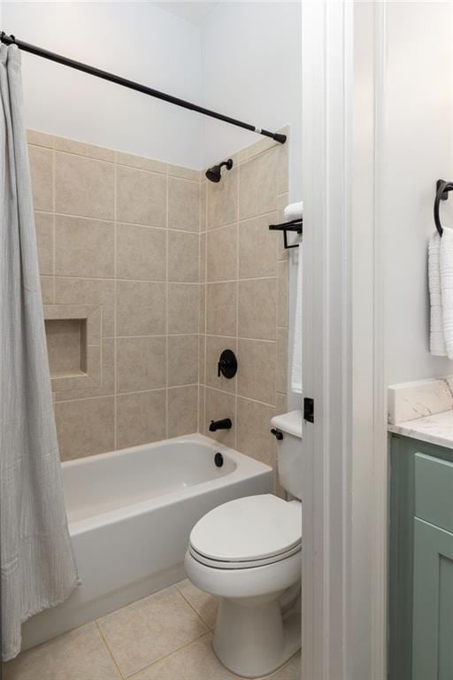 461 Bartram St SE Unit A, Atlanta, GA 30316 - bathroom featuring tile patterned flooring, shower / bath combo with shower curtain, vanity, and toilet