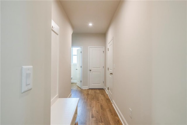 hall featuring light wood-type flooring