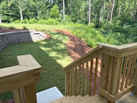 30 Riverrock Trl, Dallas, GA 30157 - view of green lawn featuring a deck and a forest view