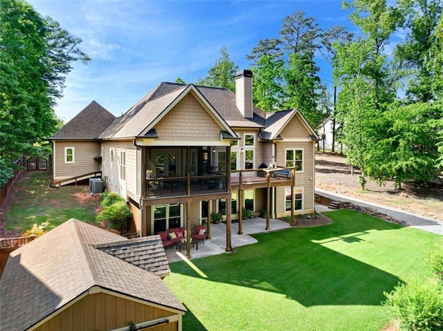 274 Ramey Rd, Westminster, SC 29693 - back of house with a chimney, a patio area, cooling unit, a deck, and a shingled roof