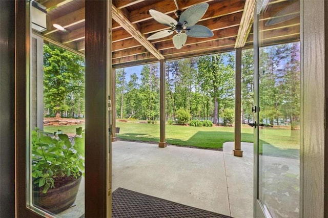 274 Ramey Rd, Westminster, SC 29693 - entryway featuring a ceiling fan and view of scattered trees