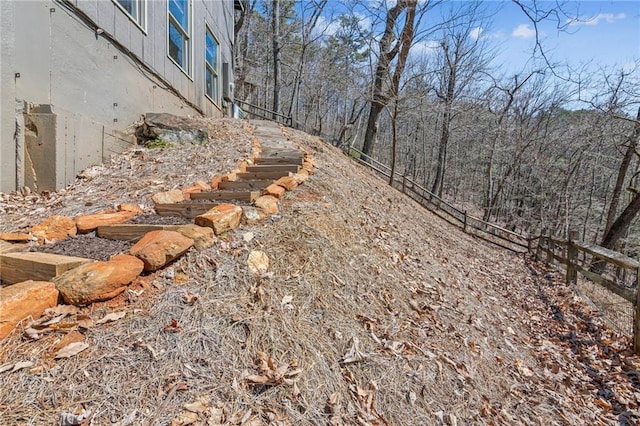 view of yard featuring fence