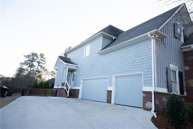 view of home's exterior featuring a garage