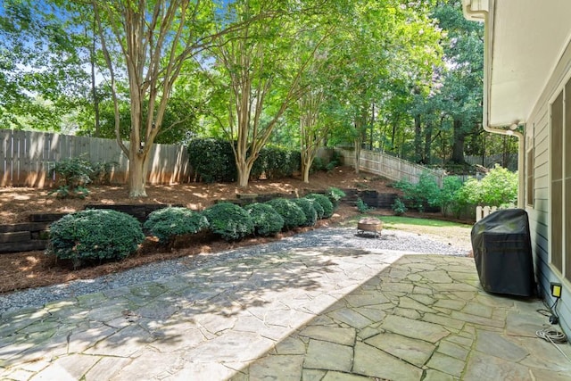 1241 Newbridge Trce, Brookhaven, GA 30319 - fenced backyard featuring a grill and a patio area