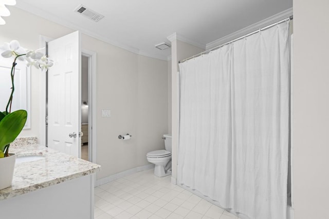 1241 Newbridge Trce, Brookhaven, GA 30319 - bathroom featuring vanity, crown molding, tile patterned flooring, and a shower with curtain