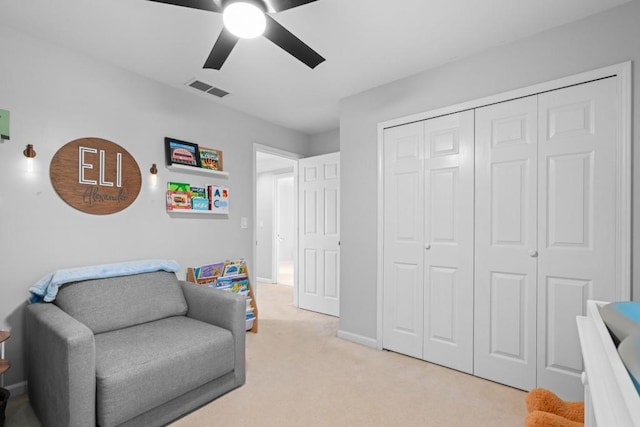 1241 Newbridge Trce, Brookhaven, GA 30319 - sitting room featuring ceiling fan and light carpet