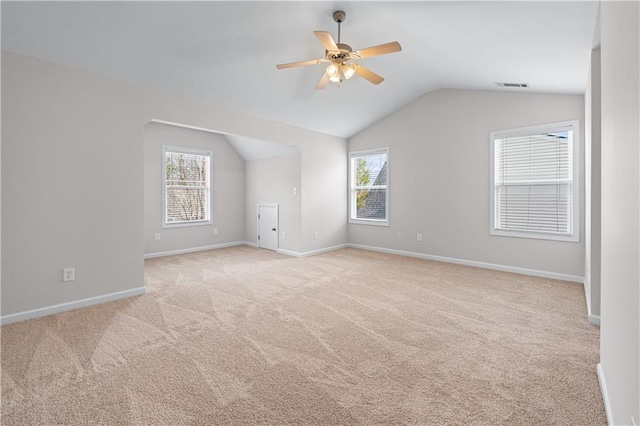 1558 Autumn Wood Trl, Sugar Hill, GA 30518 - bonus room with vaulted ceiling, ceiling fan, carpet, baseboards, and visible vents
