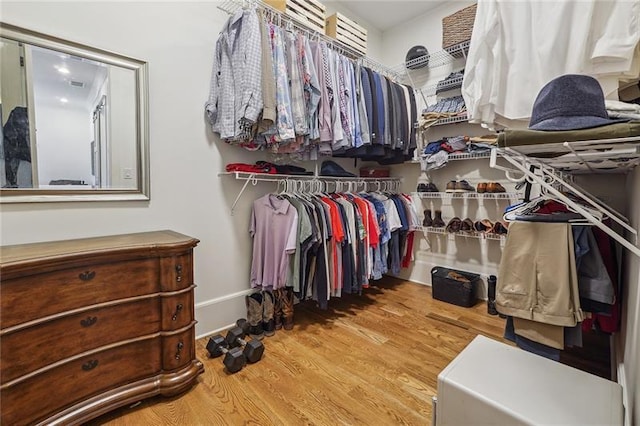 spacious closet with light wood-type flooring