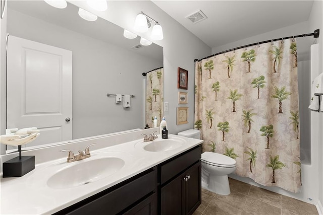 6021 Harbour Mist Dr, Flowery Branch, GA 30542 - bathroom featuring double vanity, tile patterned flooring, and shower / tub combo