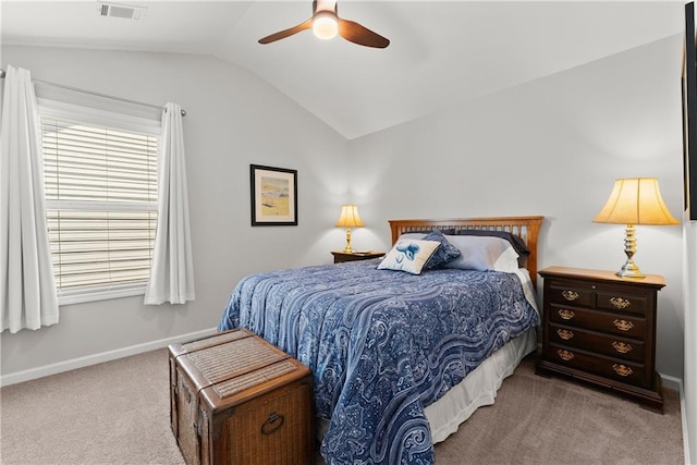 6021 Harbour Mist Dr, Flowery Branch, GA 30542 - bedroom with vaulted ceiling, carpet flooring, and a ceiling fan