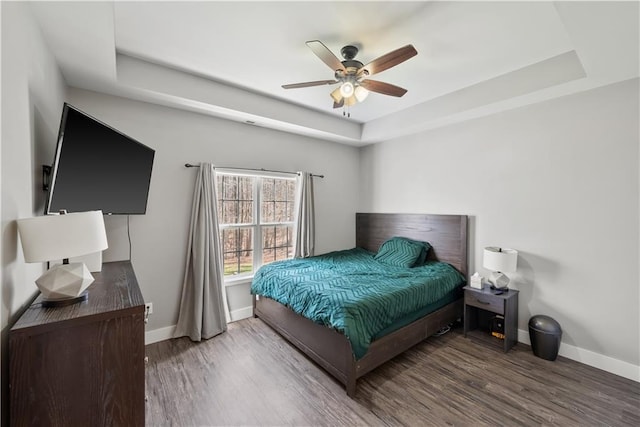 2995 Barimore, Dacula, GA 30019 - bedroom with a tray ceiling, wood finished floors, and baseboards