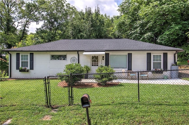 214 Iron St NW, Rome, GA 30165 - ranch-style home with roof with shingles, a gate, and concrete block siding