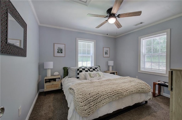214 Iron St NW, Rome, GA 30165 - bedroom with dark carpet, multiple windows, baseboards, and ornamental molding