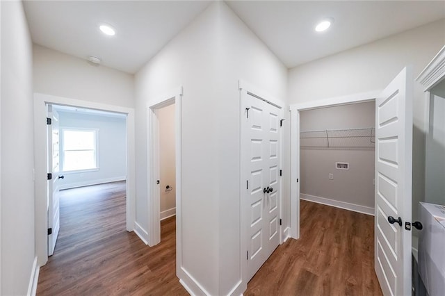 96 Lexie Ct, Rockmart, GA 30153 - hallway featuring dark wood finished floors and recessed lighting