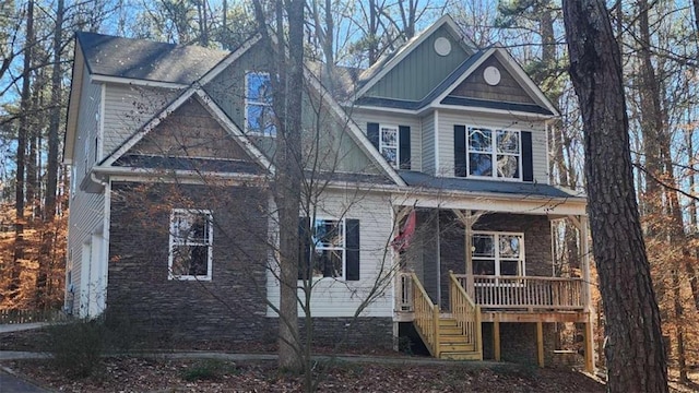 view of front of home with covered porch