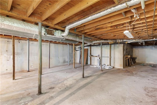 view of unfinished basement