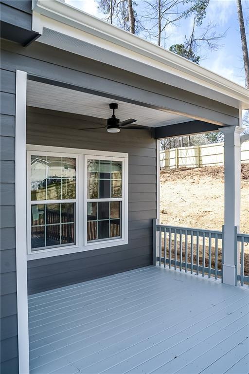 deck featuring ceiling fan