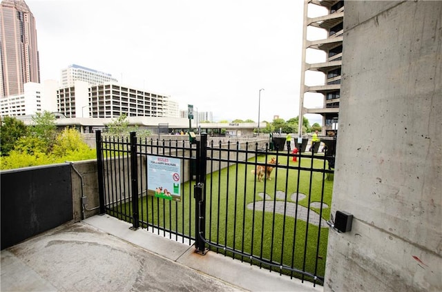 gate with a view of city
