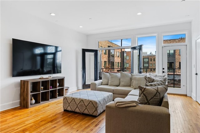 living room with light wood-type flooring