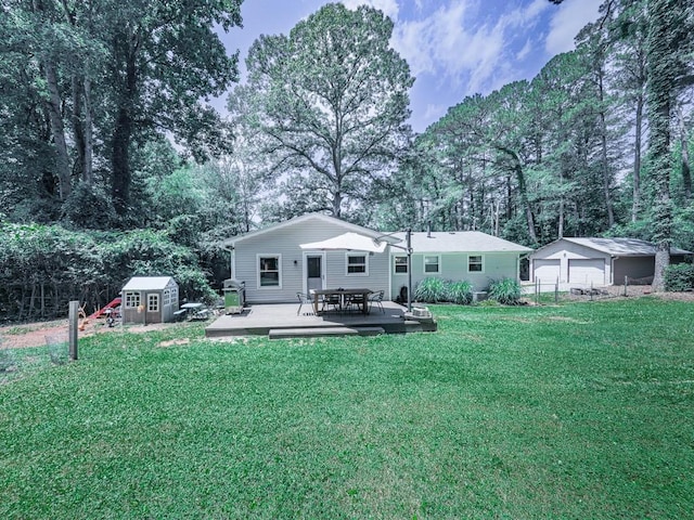 543 S Holly Springs Rd, Woodstock, GA 30188 - rear view of property with a deck and view of scattered trees