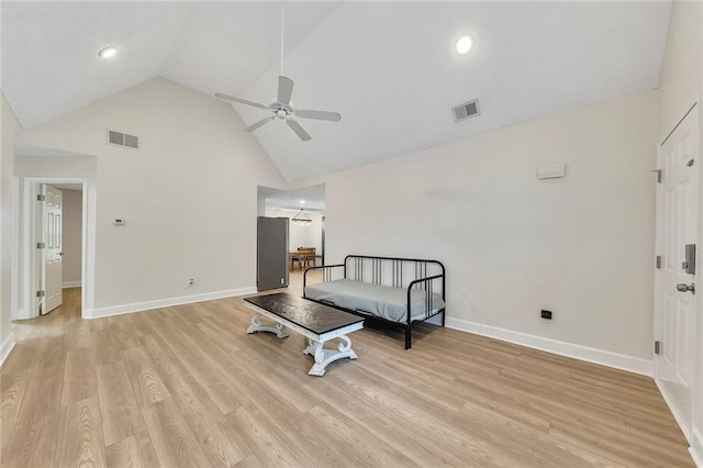 15 Echota Rd NE, Cartersville, GA 30121 - sitting room with ceiling fan, high vaulted ceiling, and light wood-type flooring