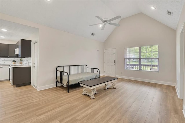 15 Echota Rd NE, Cartersville, GA 30121 - sitting room featuring ceiling fan, high vaulted ceiling, light wood finished floors, and recessed lighting
