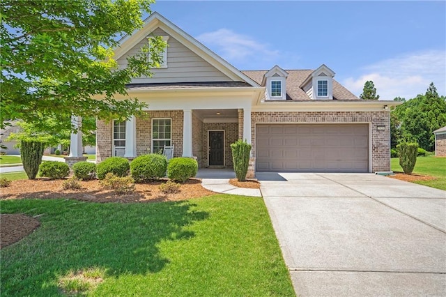 2920 Farmstead Way, Suwanee, GA 30024 - view of front of property featuring brick siding, a front lawn, driveway, and an attached garage