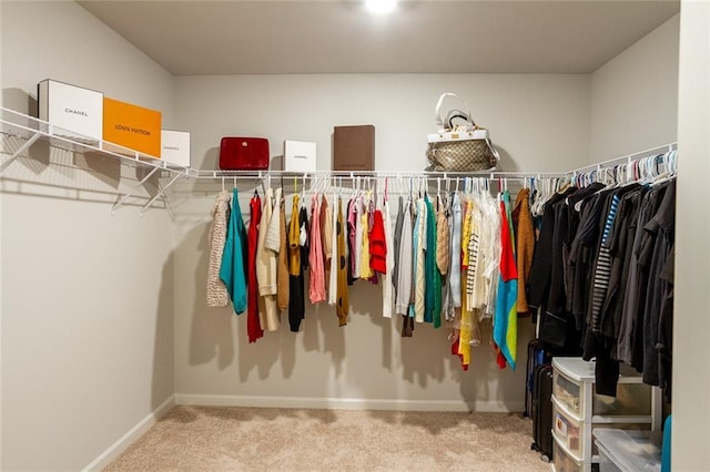 spacious closet with carpet flooring