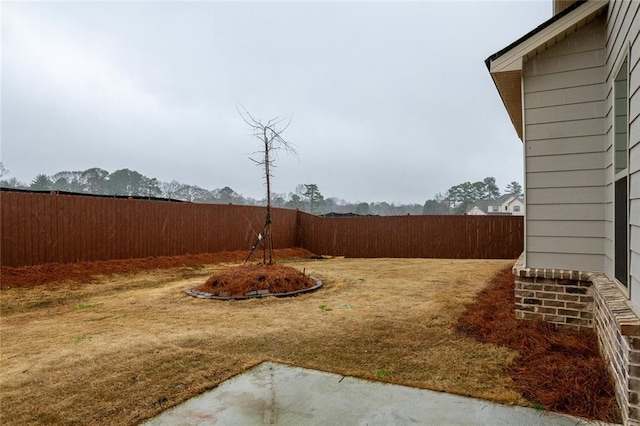 view of yard featuring a fenced backyard