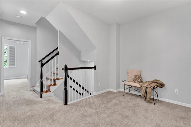 living area with carpet and baseboards