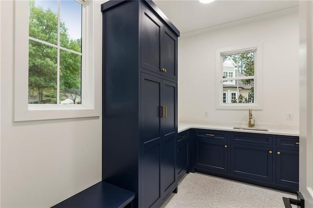 interior space with sink and plenty of natural light