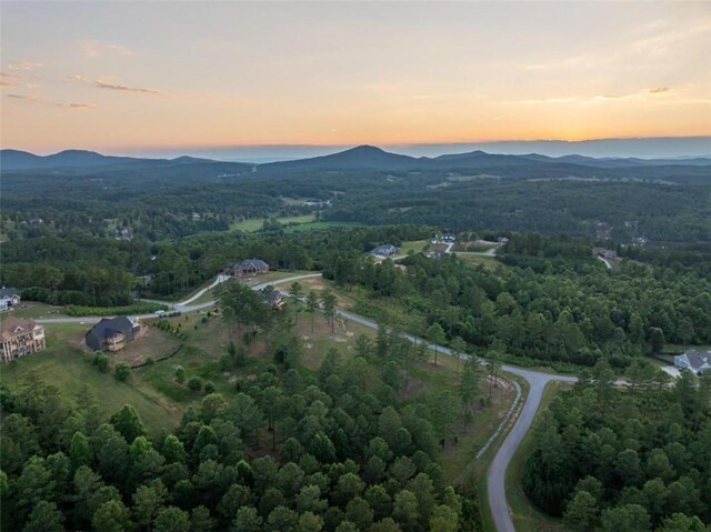 aerial view at dusk with a mountain view