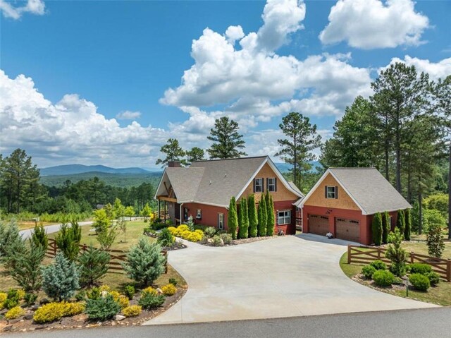 view of front facade with a mountain view