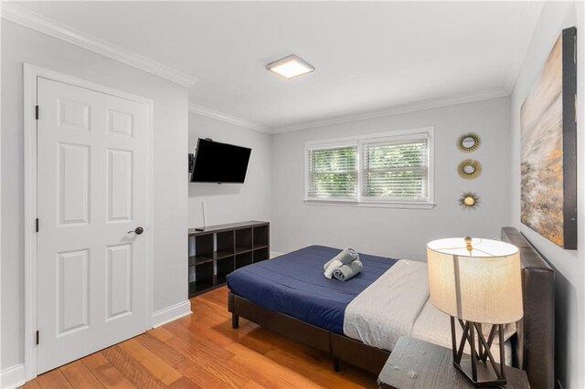 3307 Pointe Bleue Ct, Decatur, GA 30034 - bedroom with light wood-style flooring, ornamental molding, and baseboards